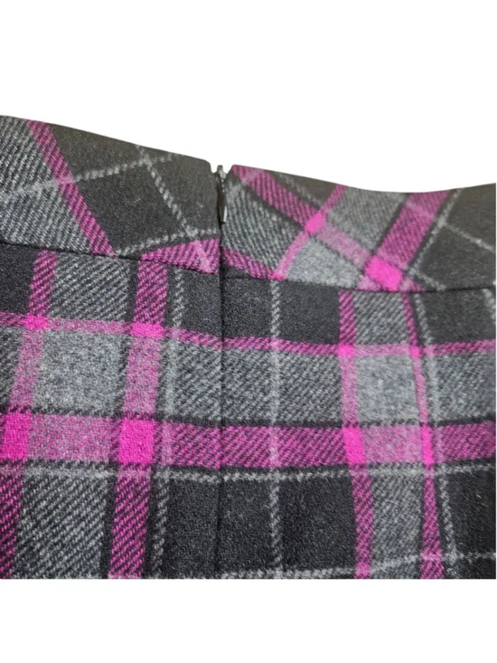 Chadwicks 8 Tall Black Gray Pink Plaid Wool A Line Skirt - Picture 4 of 9